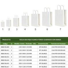 BOLSA BOUTIQUE BLANCA FONDO CUADRADO CON MANIJA 2