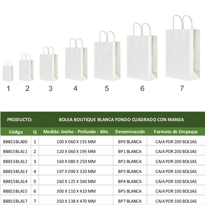 BOLSA BOUTIQUE BLANCA FONDO CUADRADO...