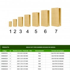 BOLSA FAST FOOD MARRON SIN MANIJA FONDO CUADRADO 2