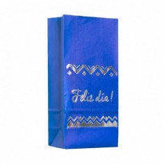 BOLSA COTILLON PREMIUM STAMPING FELIZ DIA AZUL/PLATA