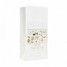 BOLSA COTILLON STAMPING "FELIZ NAVIDAD BLANCO"